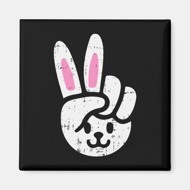 Íman Sinal de Paz Bunny Páscoa Diversão Coelho Primaver (Frente)