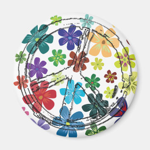 ÍMAN SINAL DE PAZ CLARO COM FLORES