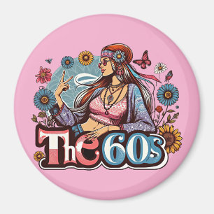 Íman Sinal de paz da menina Hippie pintinho de 1960