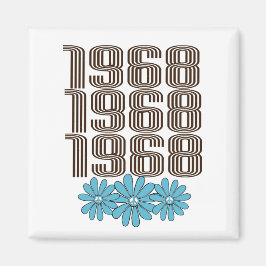 Íman Sinal de Paz de 1968 Aqua Hippie Flower Power