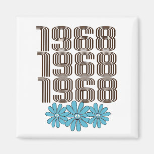 Íman Sinal de Paz de 1968 Aqua Hippie Flower Power