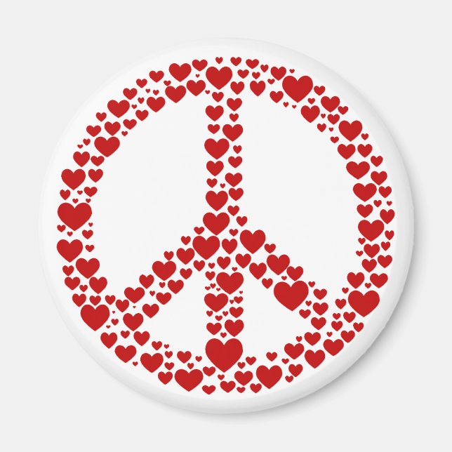 Íman Sinal de Paz de Corações Vermelhos (Frente)