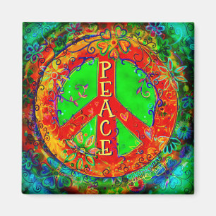 Íman Sinal de Paz Divertido Hippie Inspirivência Floral