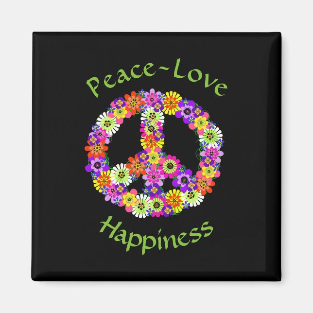 Íman Sinal de Paz Floral Ama Felicidade (Frente)