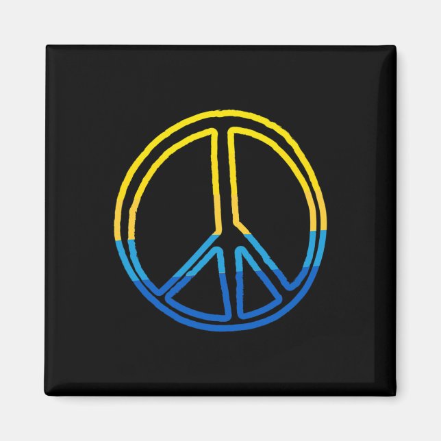 Íman Sinal de Paz nas Cores da Ucrânia Amarelo e Azul  (Frente)