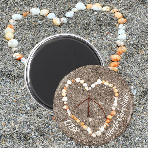 Íman Sinal de Paz OBX Coração de Seashells NC