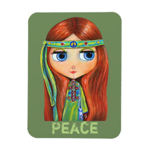 Íman Sinal de paz verde pequeno bonito da menina do