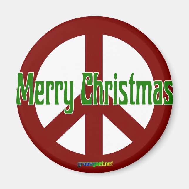 Íman Sinal de Paz Vermelha com Feliz Natal (Frente)