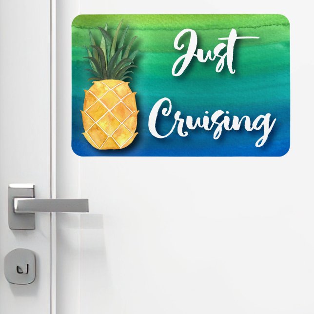 Íman Sinal de Porta de Cabina do Ananás (Cruise ship door magnet. Pineapple themed. )