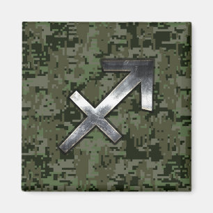 Íman Sinal de Sagitário Silver na Camo Digital Woodlan