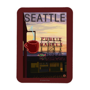 Íman Sinal do mercado do lugar de SeattlePike e opiniã
