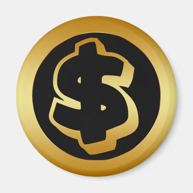 Íman SINAL DÓLAR Dourado (Frente)
