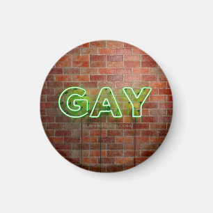 Íman Sinal Gay neon de SlipperyJoe's parede de tijolos