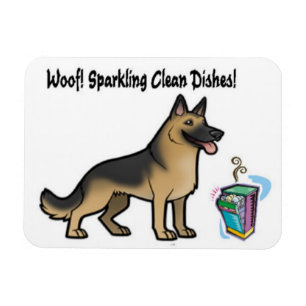 Íman Sinal limpo dos pratos do cão de german shepherd