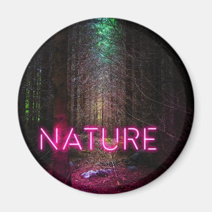 Íman Sinal magenta da natureza neon-magenta da floresta