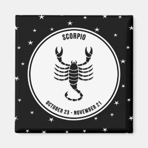 Íman Sinal Scorpio Zodiac, Imagem Preta e Branca