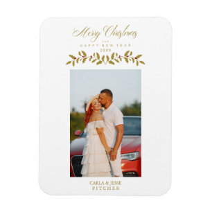 Íman Sinal Whimsical Cote Foto da Família de Natal Dour