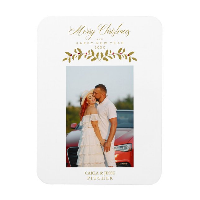 Íman Sinal Whimsical Cote Foto da Família de Natal Dour (Vertical)