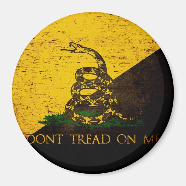 Íman Sinalizador Black Grunge Anarcho Gadsden (Frente)