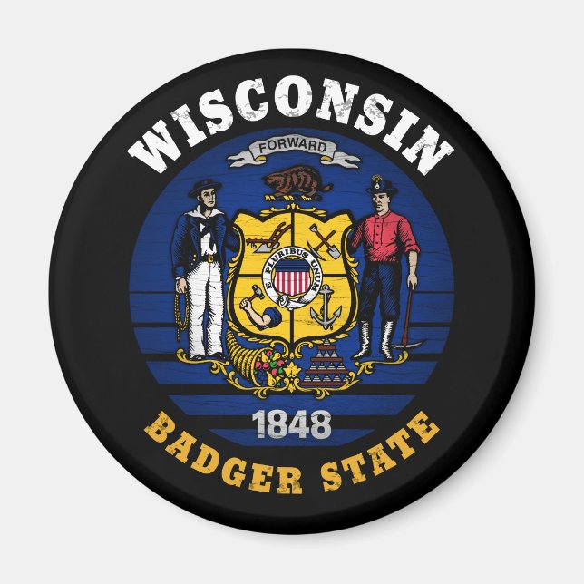 ÍMAN SINALIZADOR DO ESTADO DO WISCONSIN BADGER (Frente)