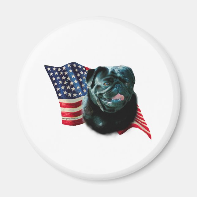 Íman Sinalizador Pug (preto) (Frente)