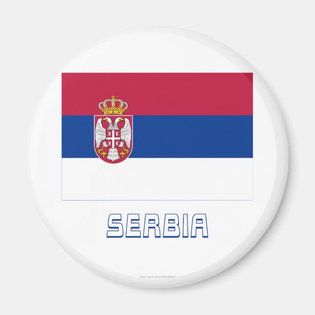 Íman Sinalizador Sérvia com Nome (Frente)