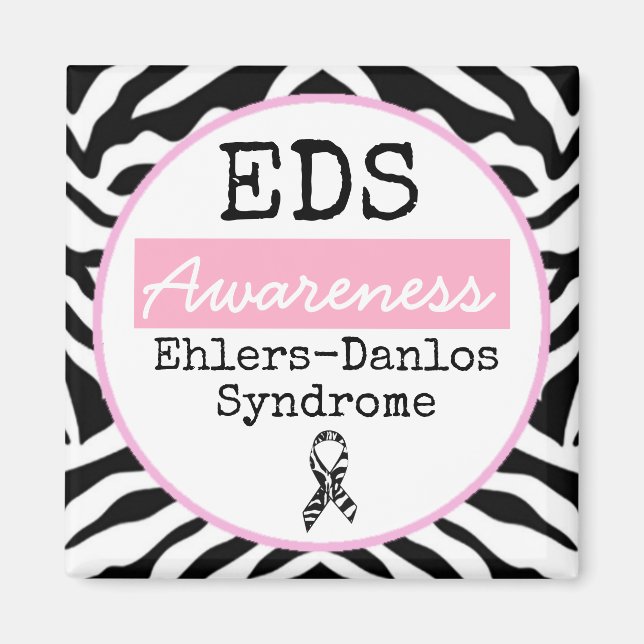 Íman Síndrome de Ehlers-Danlos-Negro e Branco Magnet ED (Frente)