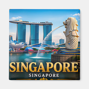 Íman Singapura Marina Bay e horizonte icônico