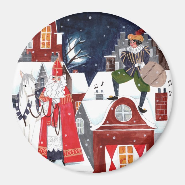 Íman Sinterklaas e Piet nos telhados de Amsterdã Mas (Frente)