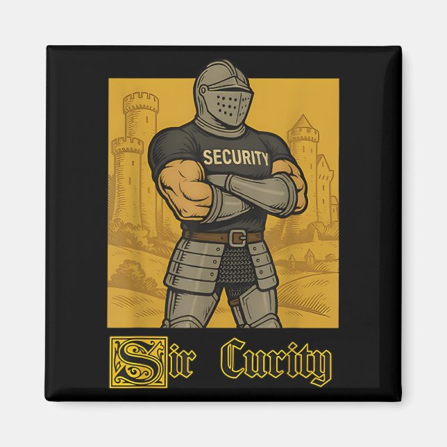 Íman Sir Cures Funny Security Pun Knight Memória Mediev (Frente)
