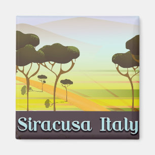 Íman Siracusa poster de viagens paisagístico italiano.