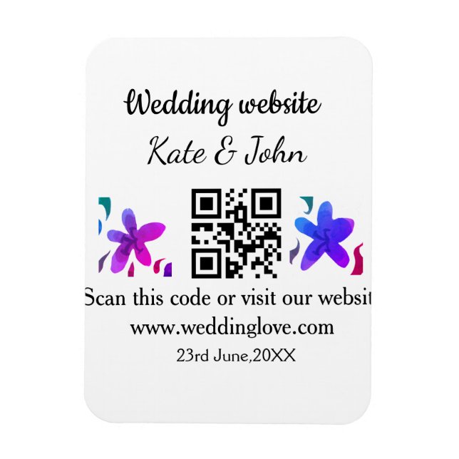 Íman Site de casamento mínimo simples Q R código adicio (Vertical)