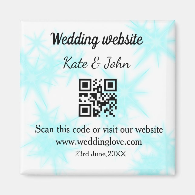 Íman site de casamento simples minimal QR code adicione (Frente)