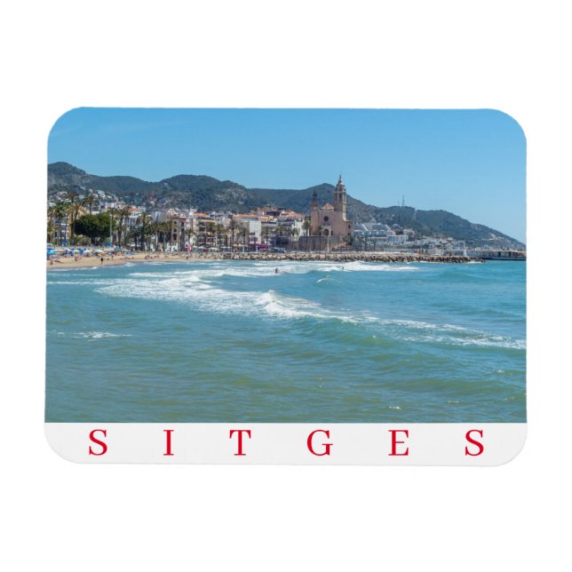 Íman Sitges sea e imã de geladeira da igreja (Horizontal)