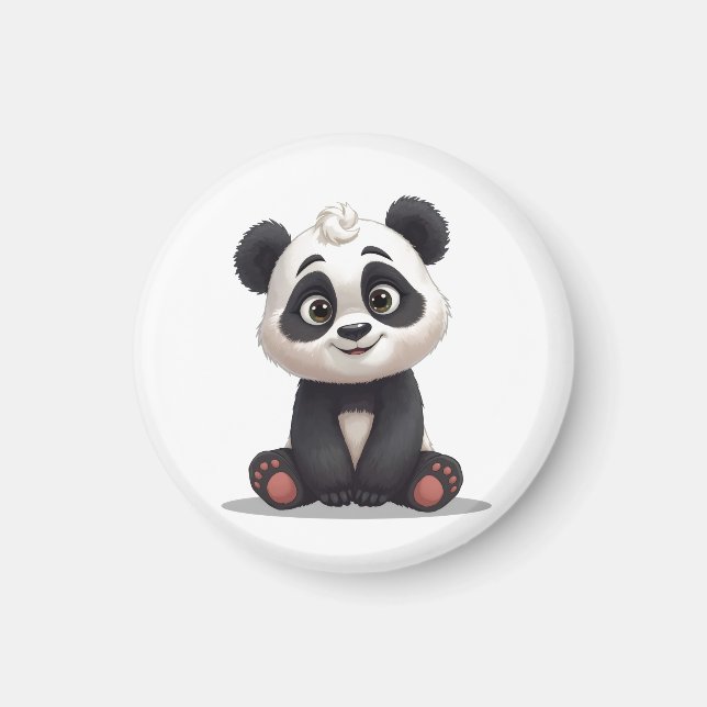 Íman Sitting Panda Bear Cartoon Illustration Artwork (Frente)