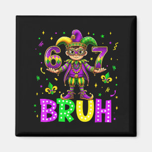 Íman Six Seven 67 Bruh Feliz Mardi Gras Leprechaun Fleu