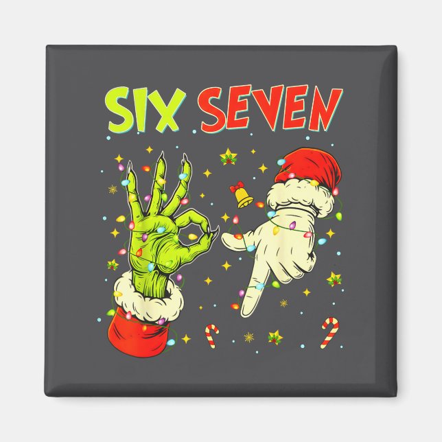 Íman Six Seven 67 Funny Hand-sign Christmas Meme  (Frente)