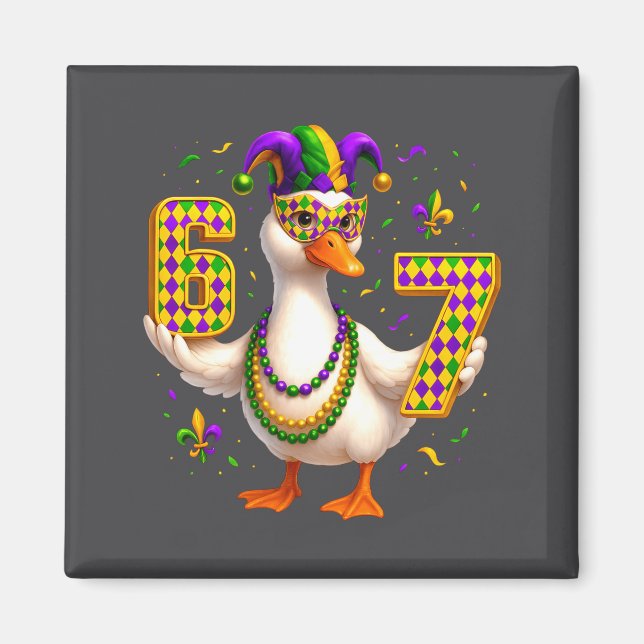 Íman Six Seven 67 Meme Goose With Jester Hat &amp; Bead (Frente)