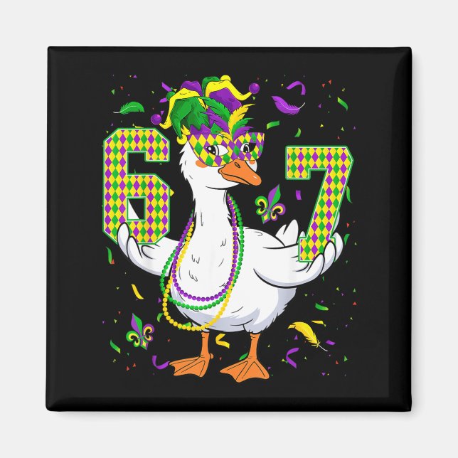 Íman Six Seven 67 Meme Goose With Jester Hat &amp; Bead (Frente)