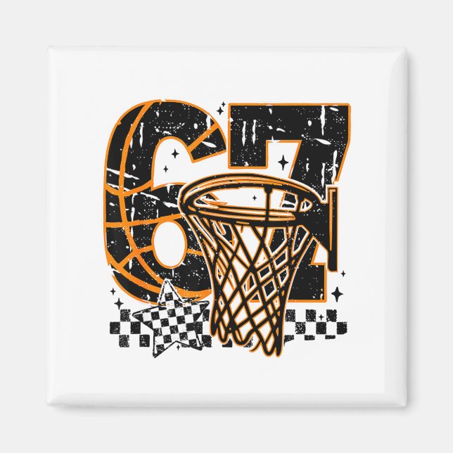 Íman Six Seven Basketball, Funny 67 Basketball, Retro G (Frente)