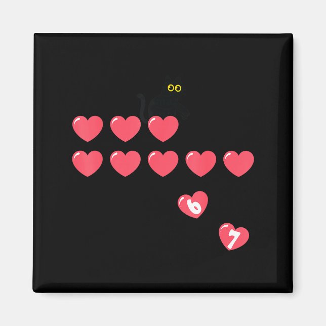 Íman Six Seven Black Cat Knocking Off Hearts Funny 67 V (Frente)