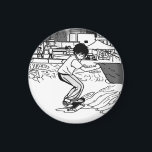 Íman Skateboard Moves - Young Skateboarder<br><div class="desc">This young skateboarder is riding his skateboard after speeding down the ramp like a pro.</div>