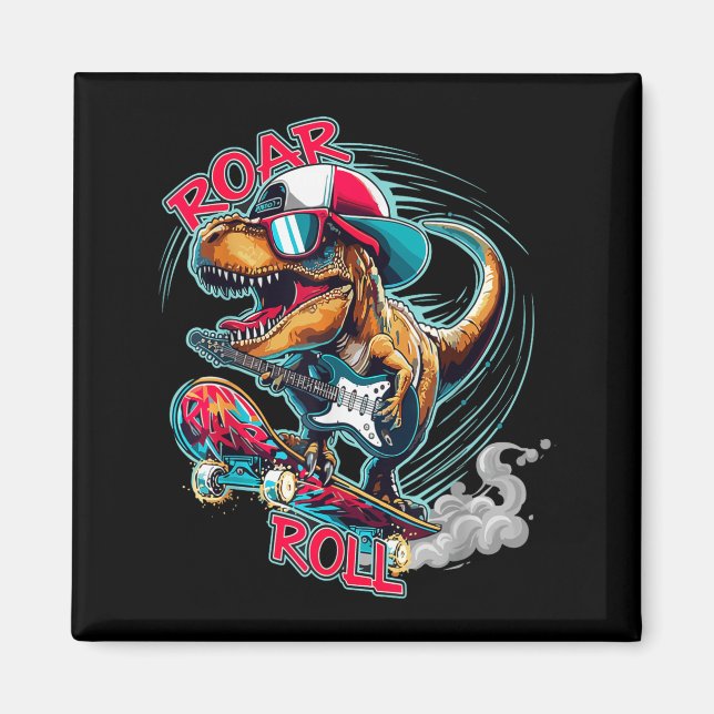 Íman Skater Guitar T-rex Roar Roll Dinosaur For Boys Me (Frente)