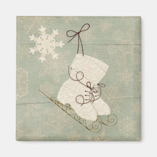 Íman Skates de gelo com flocos de neve de safra bonitin