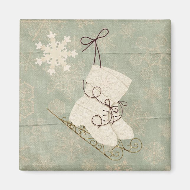 Íman Skates de gelo com flocos de neve de safra bonitin (Frente)