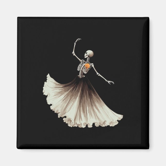 Íman Skeleton Ballerina Balé Dance Halloween Mulheres G (Frente)