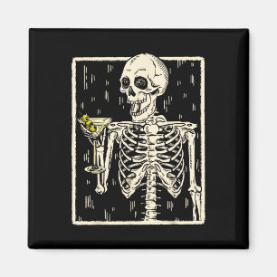 Íman Skeleton Bebendo Martini Tail Retro Halloween Cos