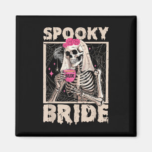 Íman Skeleton Bride Bebendo Café Casamento Halloween C