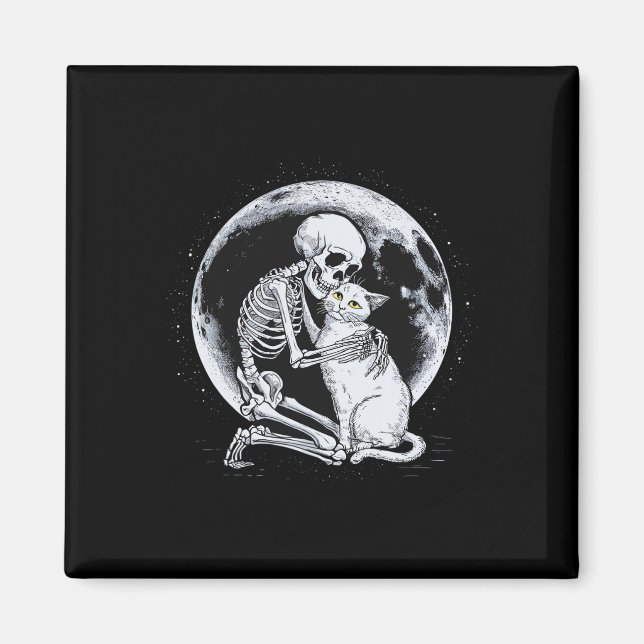 Íman Skeleton Cat Gatinho de crânio Gótico de bruxos Ha (Frente)
