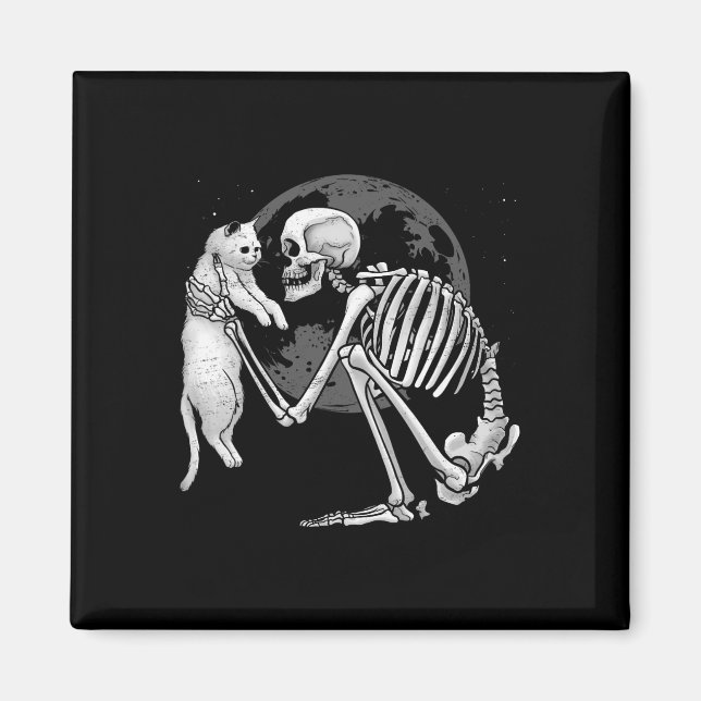 Íman Skeleton Cat Gatinho Skull Ghost Halloween Men (Frente)